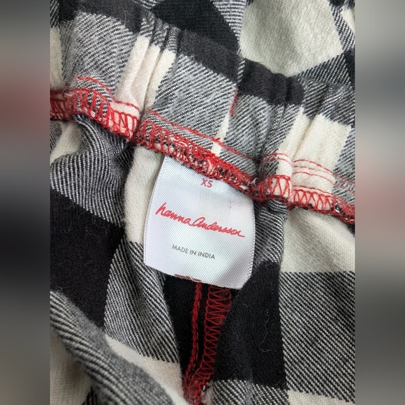 Hanna Andersson Black and White Plaid Adult Flannel Pajama Pants XS - Picture 5 of 7